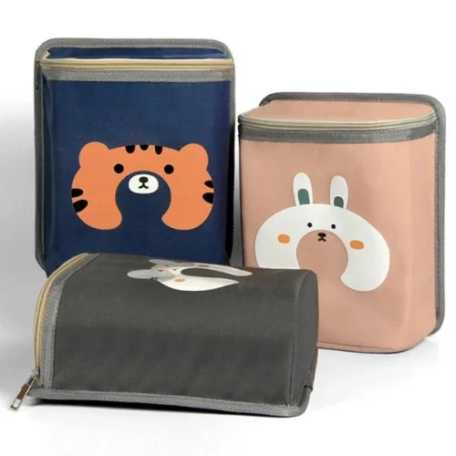 Insulated Blue Animal Print Car Seat Back Storage Bag