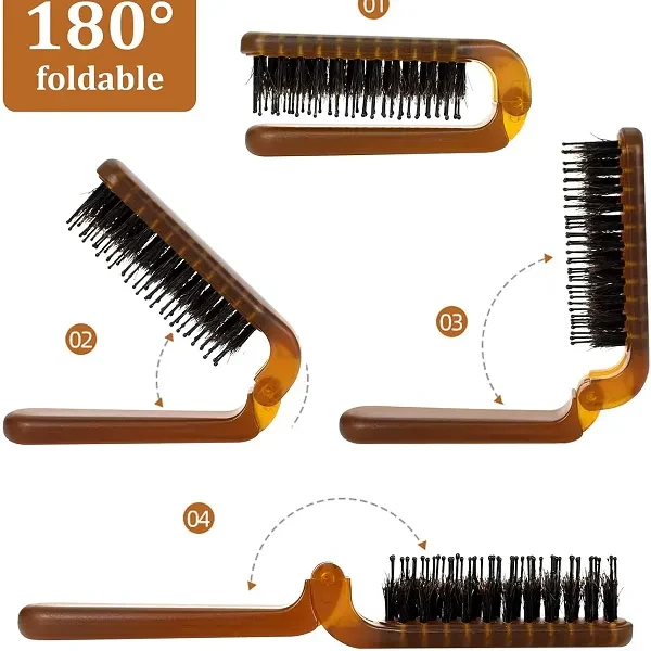 Portable Travel Mirror Small Detangling Hair Styling Brush Hair Accessories Fold