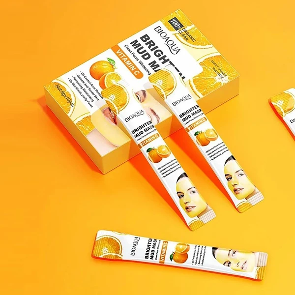 10Pcs Vitamin C Face Mud Mask Shrinks Pores Moisturizing Cleansing Skin Care Bri