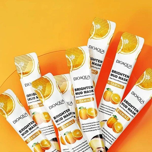 10Pcs Vitamin C Face Mud Mask Shrinks Pores Moisturizing Cleansing Skin Care Bri