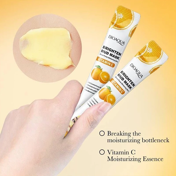10Pcs Vitamin C Face Mud Mask Shrinks Pores Moisturizing Cleansing Skin Care Bri