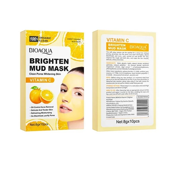 10Pcs Vitamin C Face Mud Mask Shrinks Pores Moisturizing Cleansing Skin Care Bri