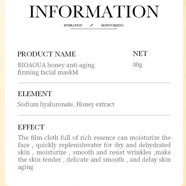 Honey Natural Extraction Deeply Moisturizing Mask Anti-Aging Skin Care Hydrating