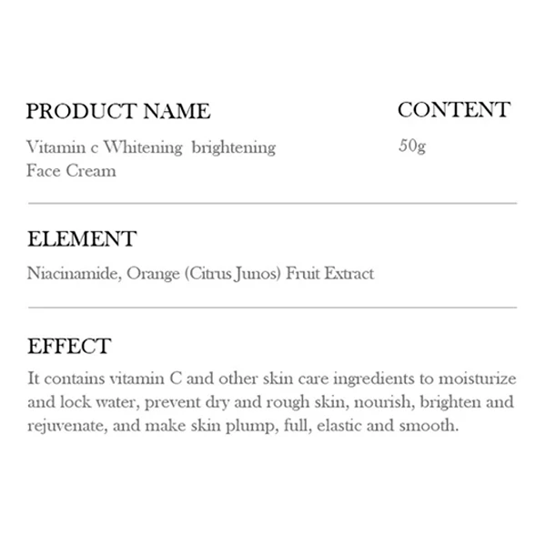 Skin Nourishing Vitamin C Face Brightening Cream Dry Skin Hydrating Whitening Fa