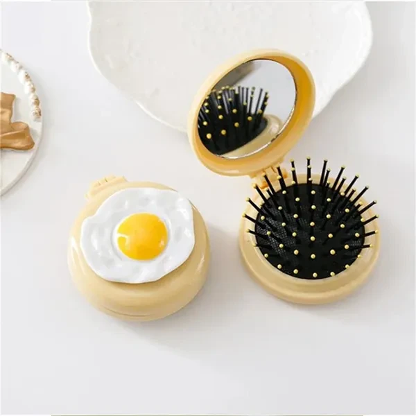 Creative Egg Design Mini Portable Air Cushion Comb Foldable Hairbrush Makeup Mir