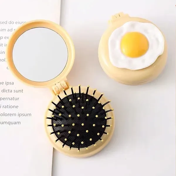 Creative Egg Design Mini Portable Air Cushion Comb Foldable Hairbrush Makeup Mir