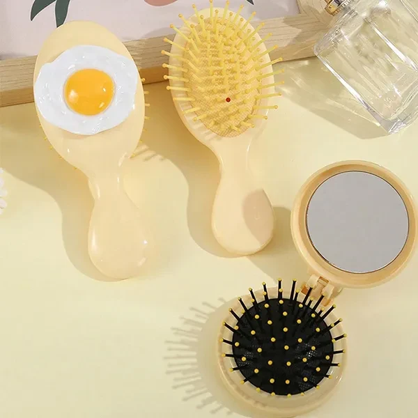 Creative Egg Design Mini Portable Air Cushion Comb Foldable Hairbrush Makeup Mir