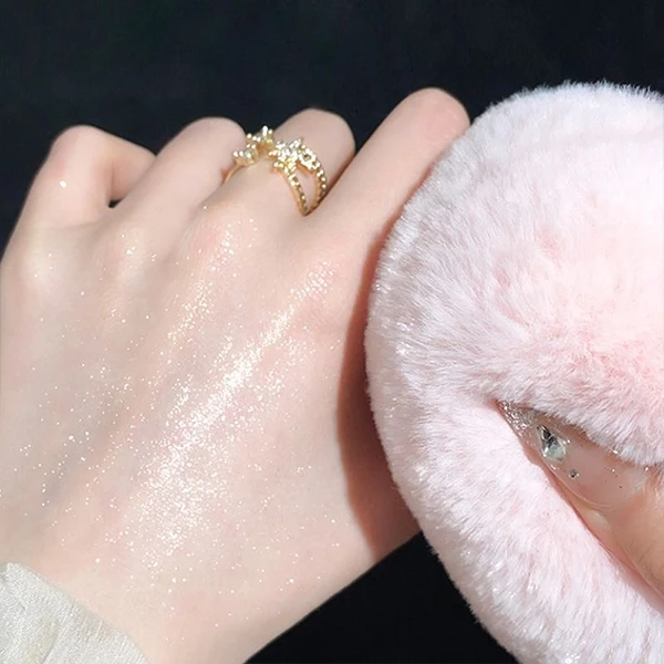 Soft Pink Powder Puff - Large Beauty Sponge with Bow Design for Face Grooming