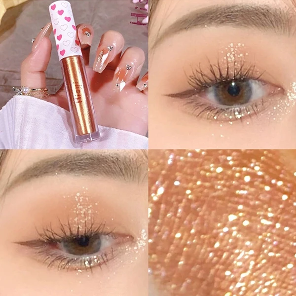 Glitter Liquid Eyeshadow Easy To Wear Highlighter Waterproof Pearlescent Shiny E