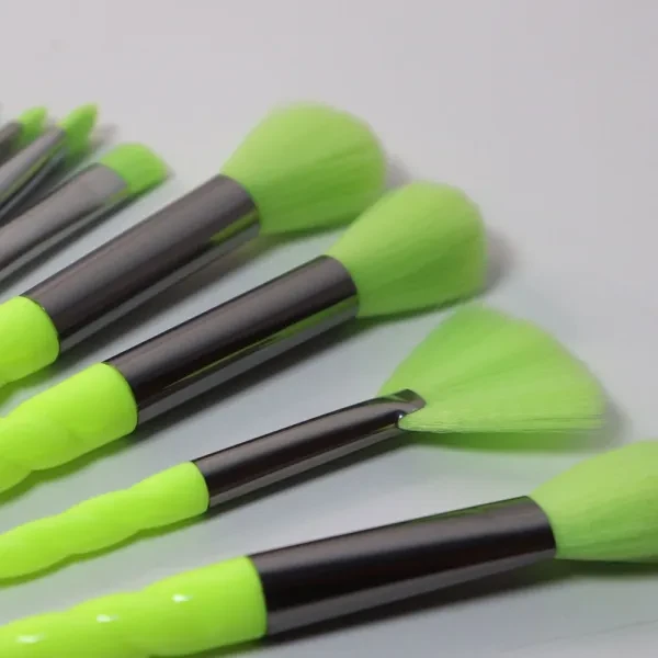 Green Facial Brush Set 10 Pcs; Makeup Tool Kit for Women; High-Quality All-Purpo