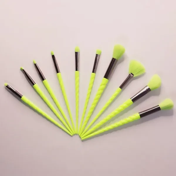 Green Facial Brush Set 10 Pcs; Makeup Tool Kit for Women; High-Quality All-Purpo