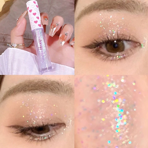Glitter Liquid Eyeshadow Easy To Wear Highlighter Waterproof Pearlescent Shiny E