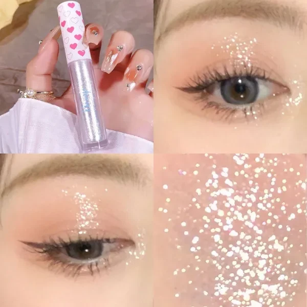 Glitter Liquid Eyeshadow Easy To Wear Highlighter Waterproof Pearlescent Shiny E