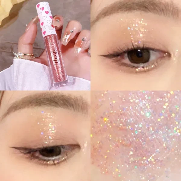 Glitter Liquid Eyeshadow Easy To Wear Highlighter Waterproof Pearlescent Shiny E