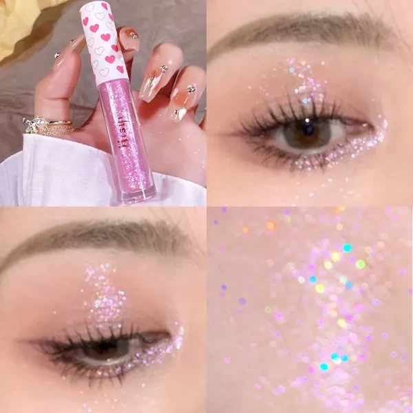 Glitter Liquid Eyeshadow Easy To Wear Highlighter Waterproof Pearlescent Shiny E