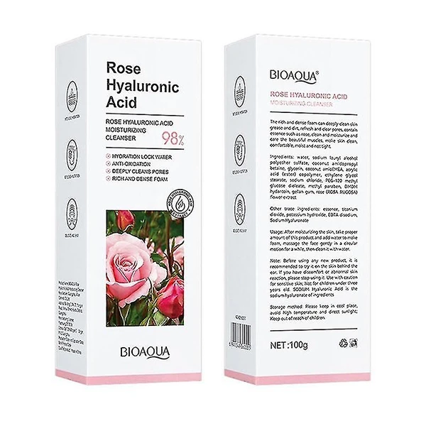 Rose Hyaluronic Acid Facial Cleanser Deep Pores Cleaning Face Moisturizing Clean