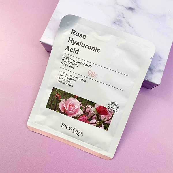10Pcs Rose Hyaluronic Acid Skin Moisturizing Face Mask Anti Aging Skin Care Faci