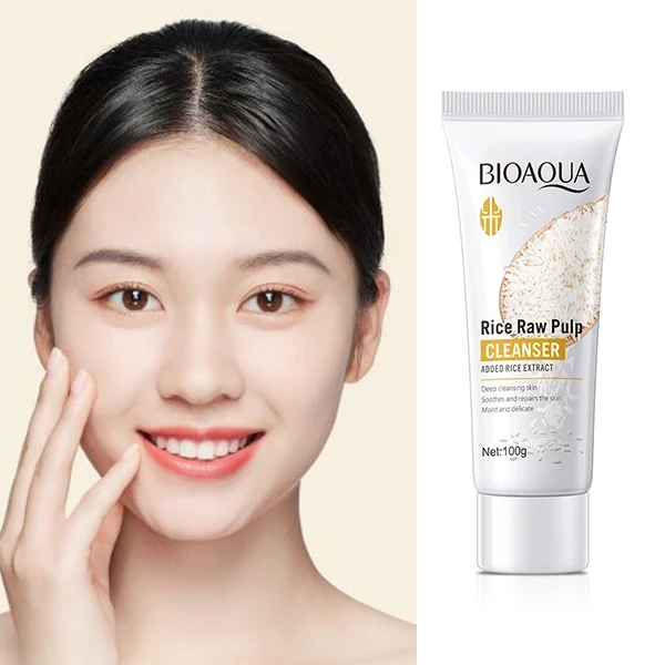 Face Deep Cleaning Rice Raw Pulp Cleanser Facial Cleaning Cream Dry Skin Brighte