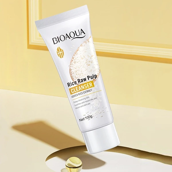 Face Deep Cleaning Rice Raw Pulp Cleanser Facial Cleaning Cream Dry Skin Brighte