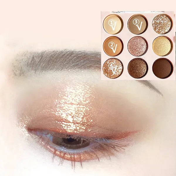 Nine Colors Water Resistant Matte Glittery High Pigmented Non-Smudge Eye Shadow