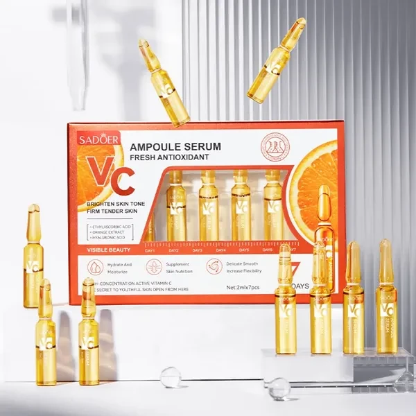 7pcs Sadoer Vitamin C Facial Moisturizing Ampoule Essence Boost Skin Dark Spots