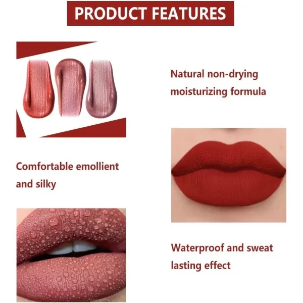 Velvet Matte Easy To Apply Long-Lasting Waterproof Lip Care Non-Stick Liquid Mat