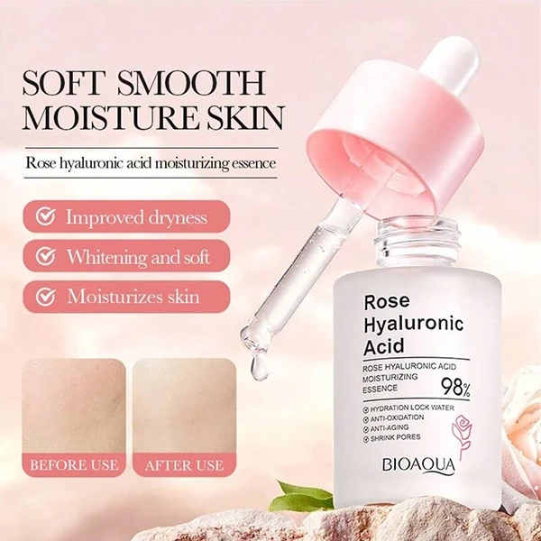 Rose Hyaluronic Skin Moisturize Essence Oil Anti Aging Facial Serums Shrink Pore