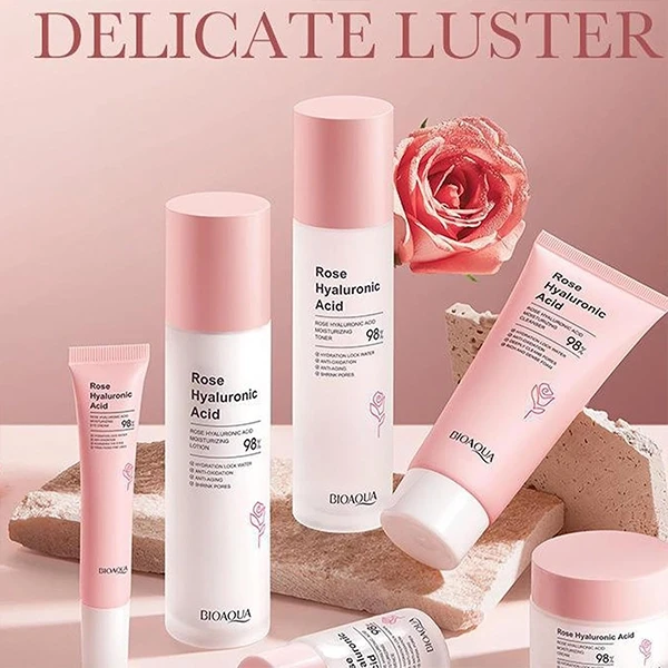 Rose Hyaluronic Acid Skin Care Set Anti Aging Nourishing Cream Lotion Women Beau