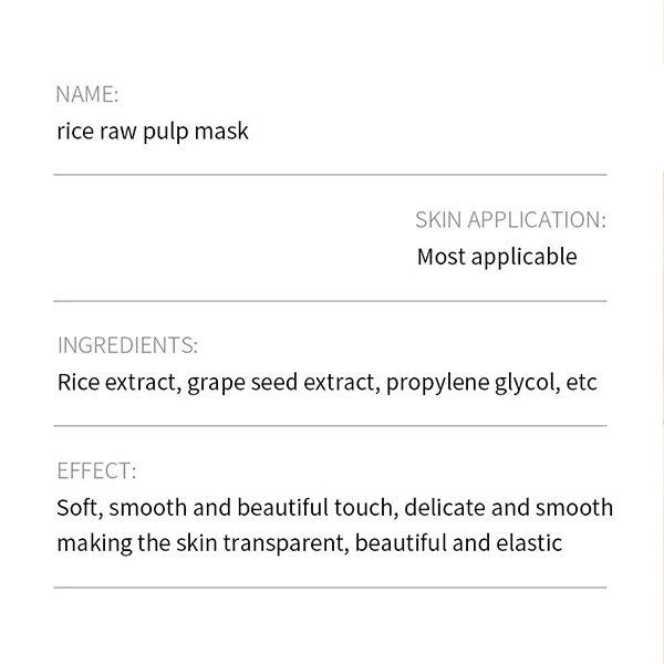 Facial Skin Moisturizing Rice Raw Pulp Face Mask Nourishes Pores Dry Skin Repair