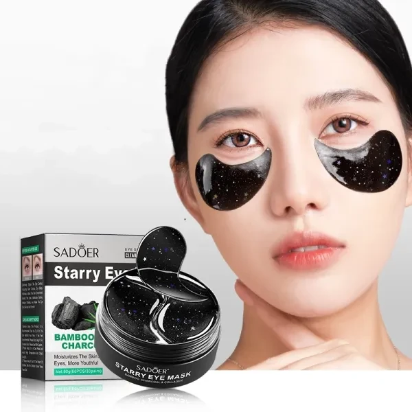 60 Pcs Bamboo Charcoal Starry Eye Mask Skin Moisturizes Dryness Brighten Dark Ci
