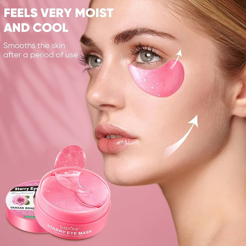 60 Pcs Rose Starry Eye Mask Skin Moisturizes Release Dryness Brighten Dark Circl