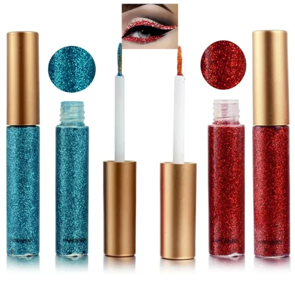 2 Pieces Colors Eyeliner Glitter Eyeshadow Waterproof Shimmer Sparkling Eye Shad