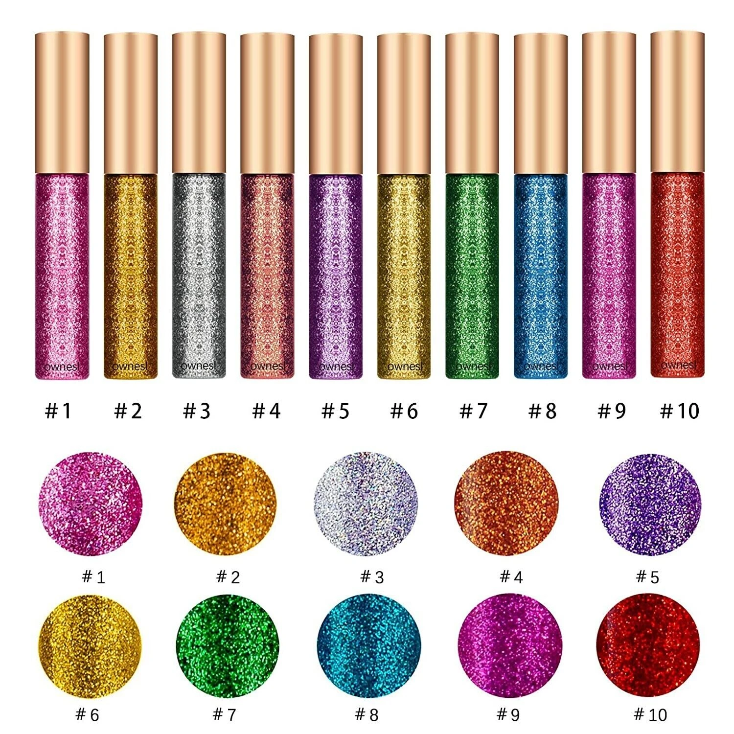 2 Pieces Colors Eyeliner Glitter Eyeshadow Waterproof Shimmer Sparkling Eye Shad