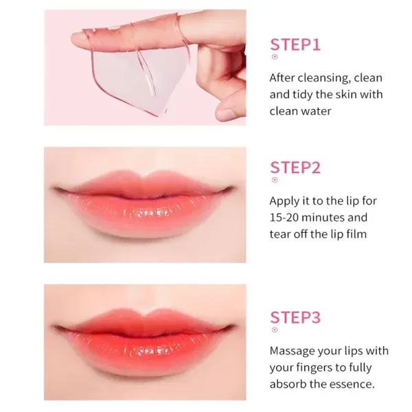 4 Pieces Lip Mask Hydrating Brighten Pink Lips Gel Smoothing Lip Care Fruit Seri