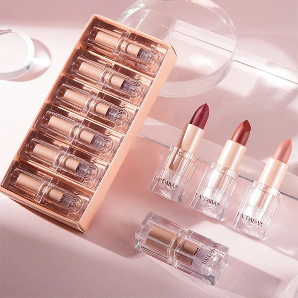 Waterproof Matte Lipstick Set - 6pcs Crystal Square Design Women