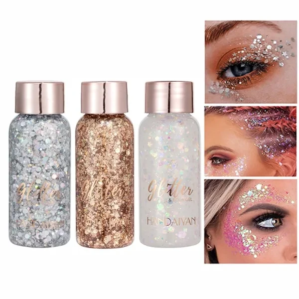 3-Piece Glitter Eye Shadow Set - Multicolor Dazzle Mermaid Waterproof