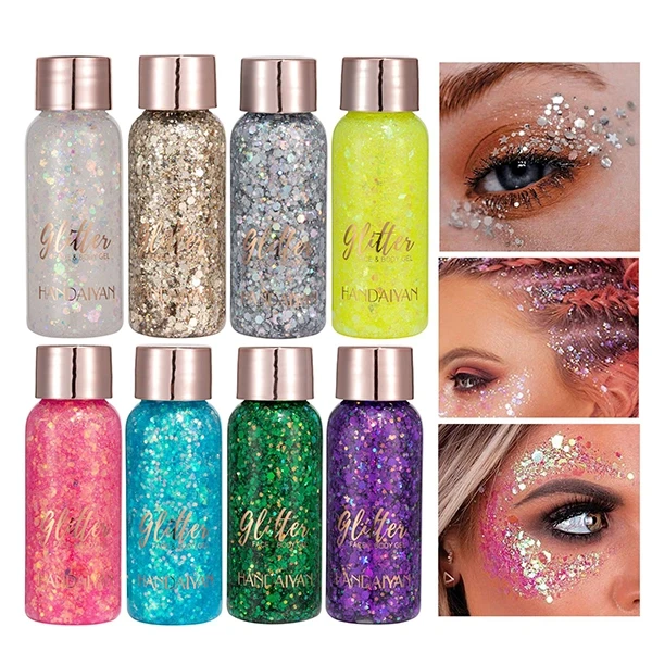 3-Piece Glitter Eye Shadow Set - Multicolor Dazzle Mermaid Waterproof