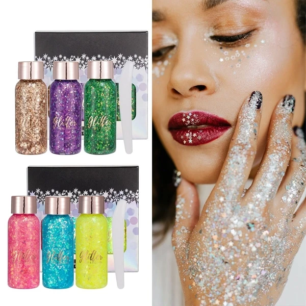 3 Pcs Multicolor Glitter Eye Sequin Shadow Set