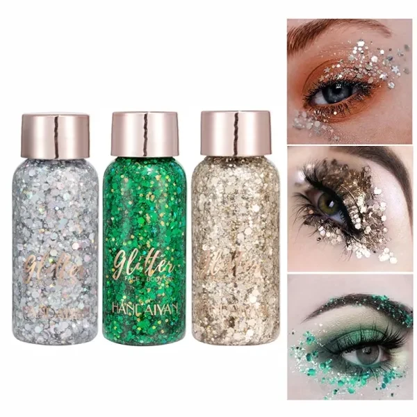 3 Pcs Multicolor Glitter Eye Sequin Shadow Set