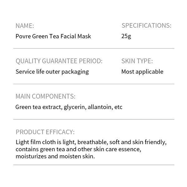 Green Tea Plant Essence Refreshing Face Mask Dry Skin Hydrating Moisturizing Ski