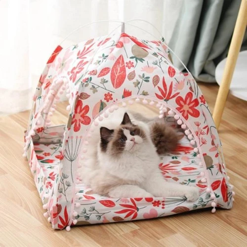 Pets Mini Tent House Bed Removable Soft Breathable Cat Sleeping Small Puppy Kenn