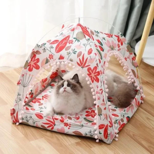 Pets Mini Tent House Bed Removable Soft Breathable Cat Sleeping Small Puppy Kenn