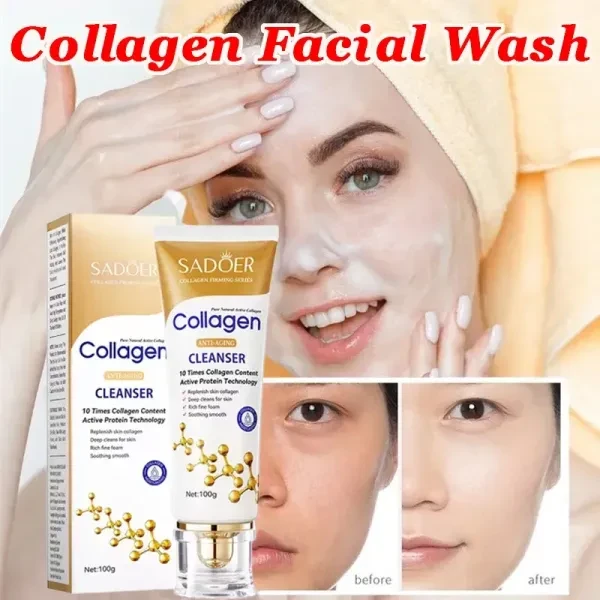 Collagen Firming Face Cleanser Whitening Facial Wash Anti-aging Anti Wrinkle Dee