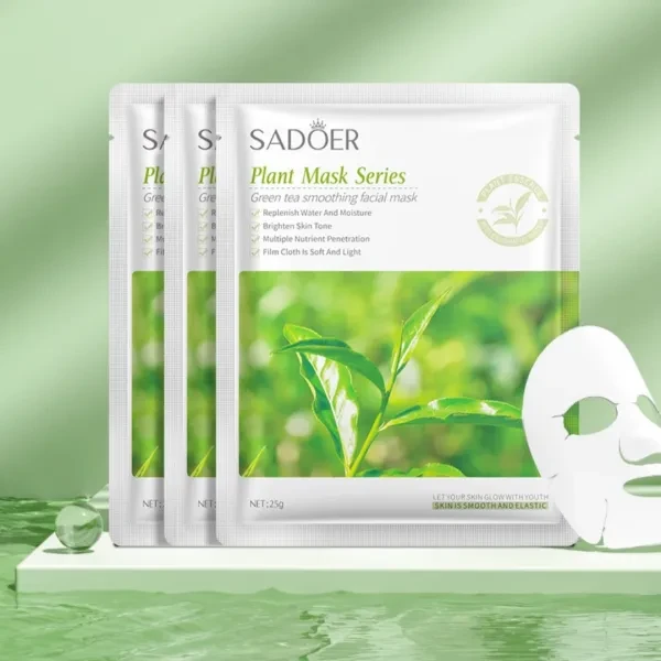 2 Pcs Moisturizing Skin Care Face Masks Vitamin C Collagen Whitening Green Tea S