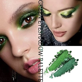 Green Glitter Eyeshadow Palette - Long Lasting Sweatproof & Waterproof
