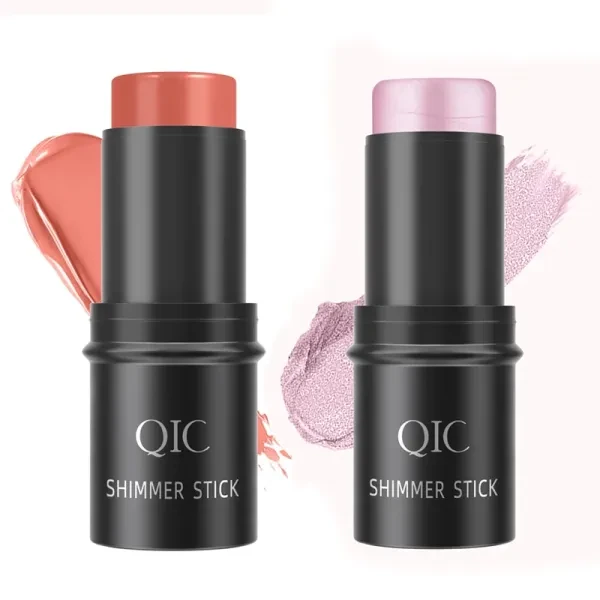 2 Pieces Double Color Shimmer Stick Women's Highlighter Face Makeup Contouring B