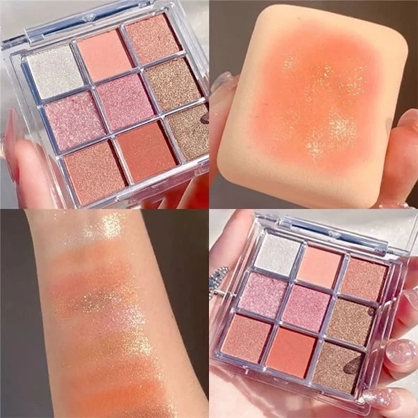 Nine Colors Water Proof Long Lasting Non-Smudge Matte Glittery Eyeshadow Palette