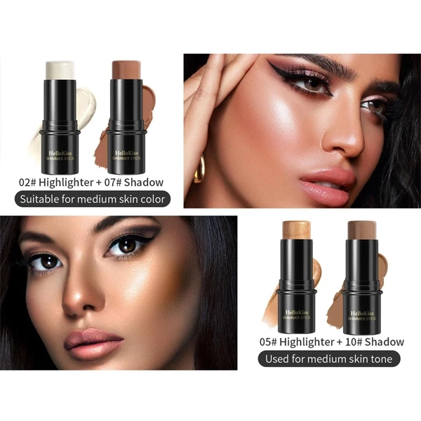 Contour Beauty Shimmer Stick - Long-Lasting Waterproof - 3D Face Makeup Primer &