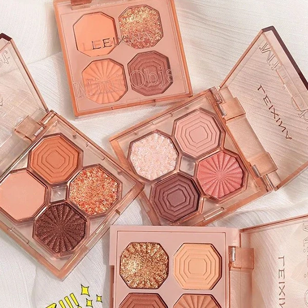 Four Colors Glitter Eyeshadow Palette Shimmer Matte Eyeshadow Long Lasting Shiny