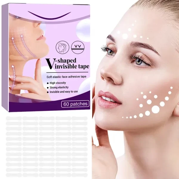 60pc Chin Lift Patches - Instant Double Chin Removal Ultra Thin Tape Set Unisex